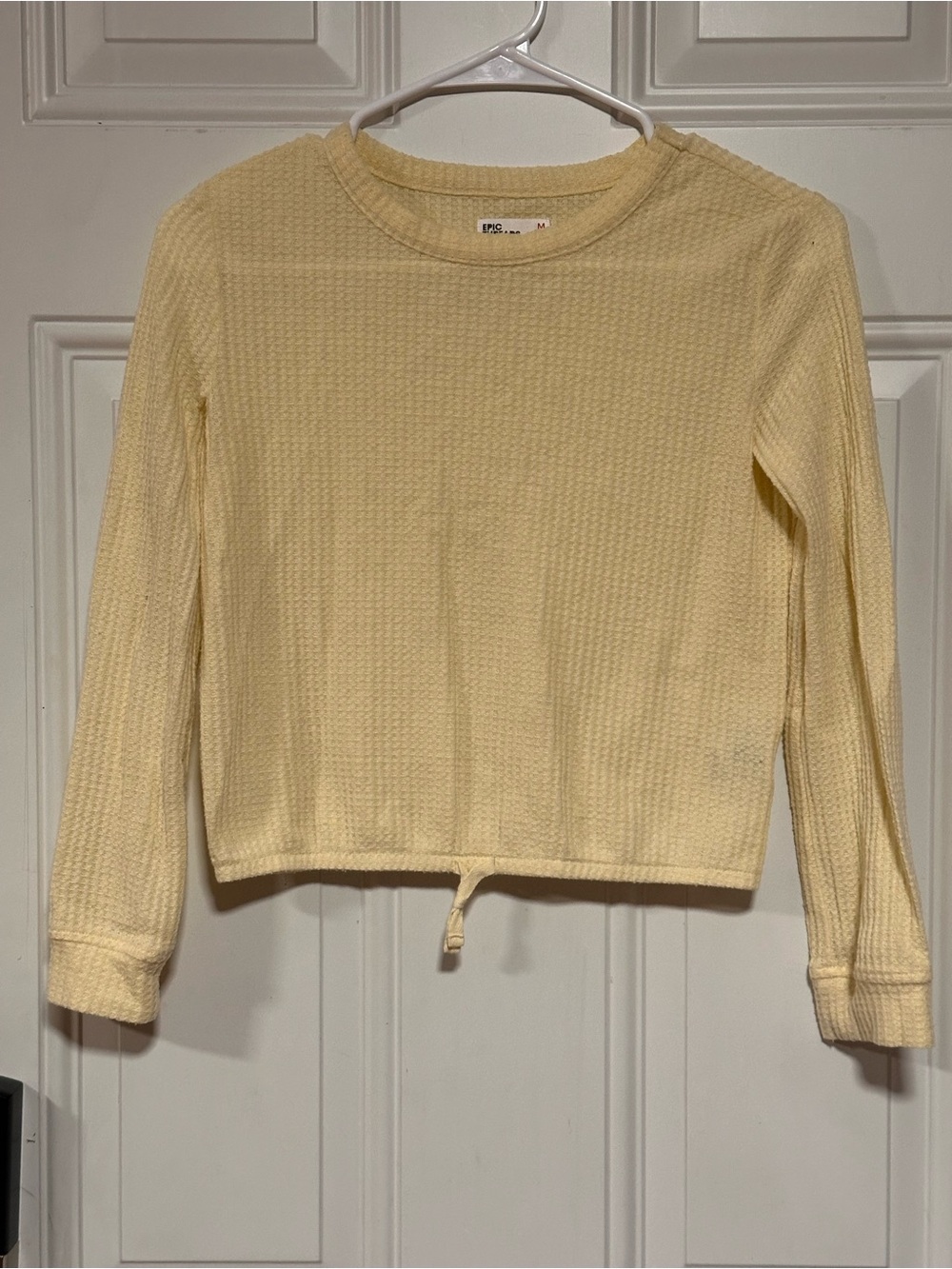 Epic Threads Girls' Yellow Waffle-Knit Long Sleeve Top